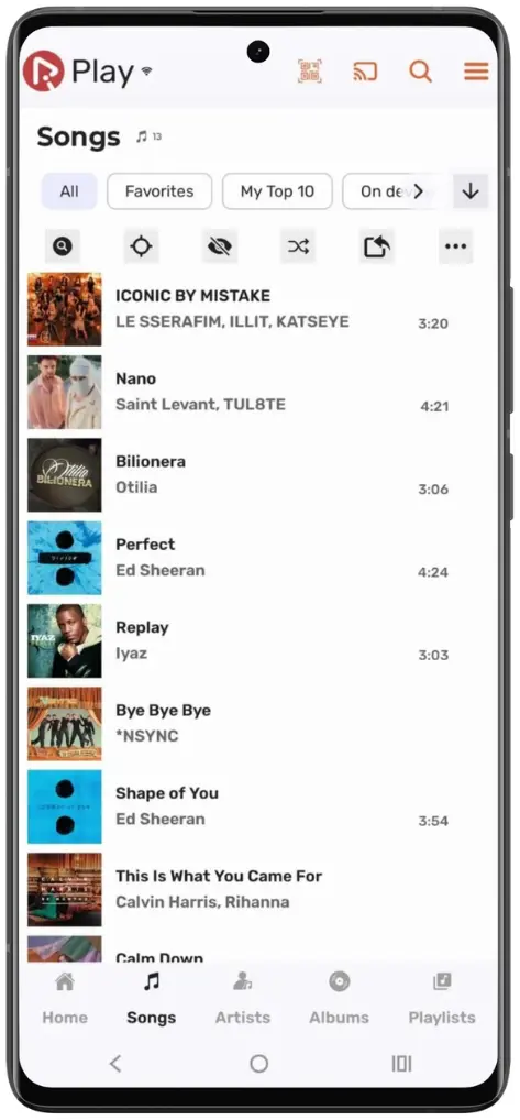 RiPlay songs library view