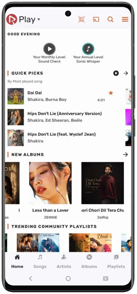 RiPlay home screen view